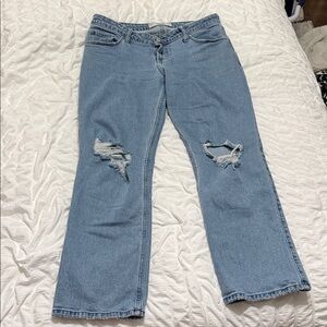 Hollister Light Blue Ripped Straight Leg Jeans